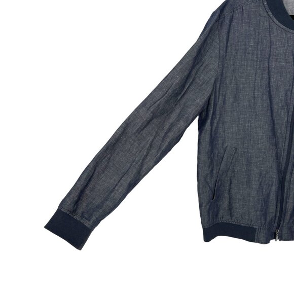 Robert Barakett Harrison Bomber Jacket Cotton Linen Blend Navy Blue Size XL - Picture 15 of 15